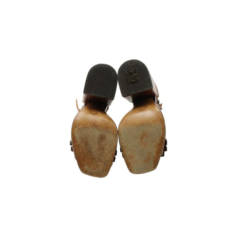 Dries Van Noten Fringe Ankle Strap High Heel Sandals in Crocodile-Print Leather - Picture 7 of 7